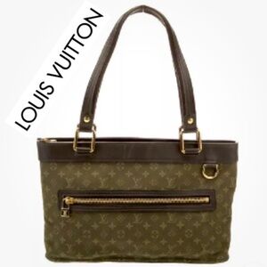 AUTHENTIC DENIM & Beautiful LOUIS VUITTON Lucille PM Mini monogram Lin Jean Bag